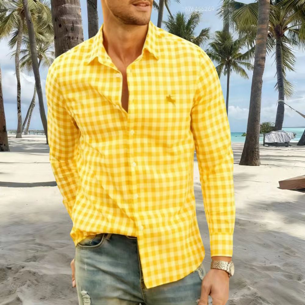 Nouvelles chemises pour hommes disponibles en styles rayés et à carreaux, avec différentes couleurs au choix. Cette chemise décontractée à manches longues