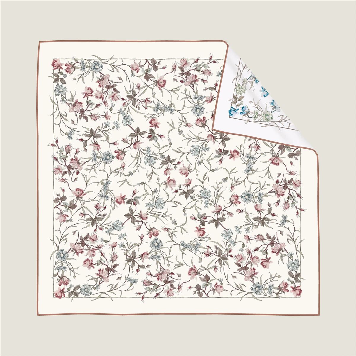 Écharpe en soie double face bicolore 90×90cm à chevrons, ourlet roulotté à la main, mode polyvalente