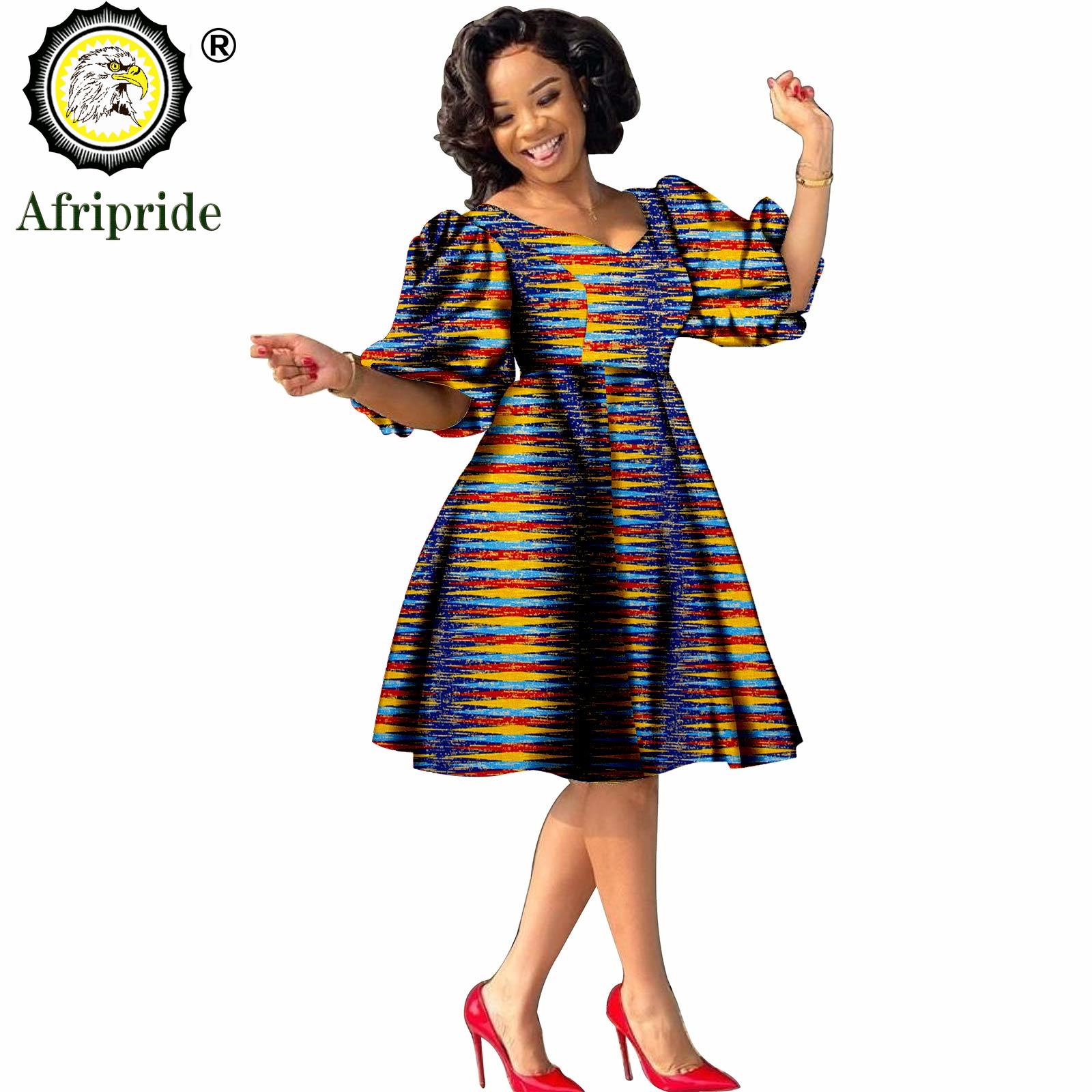 Robes africaines pour femmes, imprimé Ankara, grande taille, robe ample, col en V, pur coton, wax batik, tenues Dashiki, vêtements décontractés S2025029