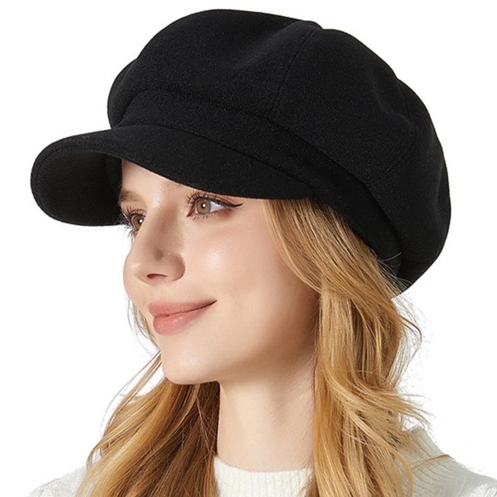 Chapeaux d'automne et d'hiver pour femmes, casquette octogonale unie, casquette décontractée pour hommes et femmes, béret d'hiver, casquettes de peintre pour femmes ﻿