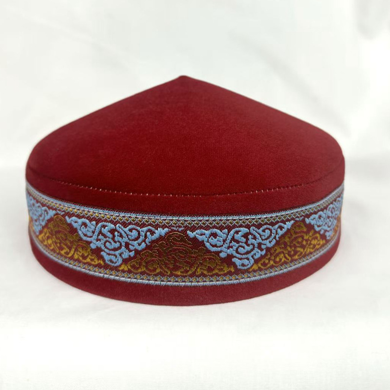 Kazakh chapeaux pour hommes brodés bleu vert noir à la main danse fête coton dubaï Kufi Hijab printemps casquettes élégant