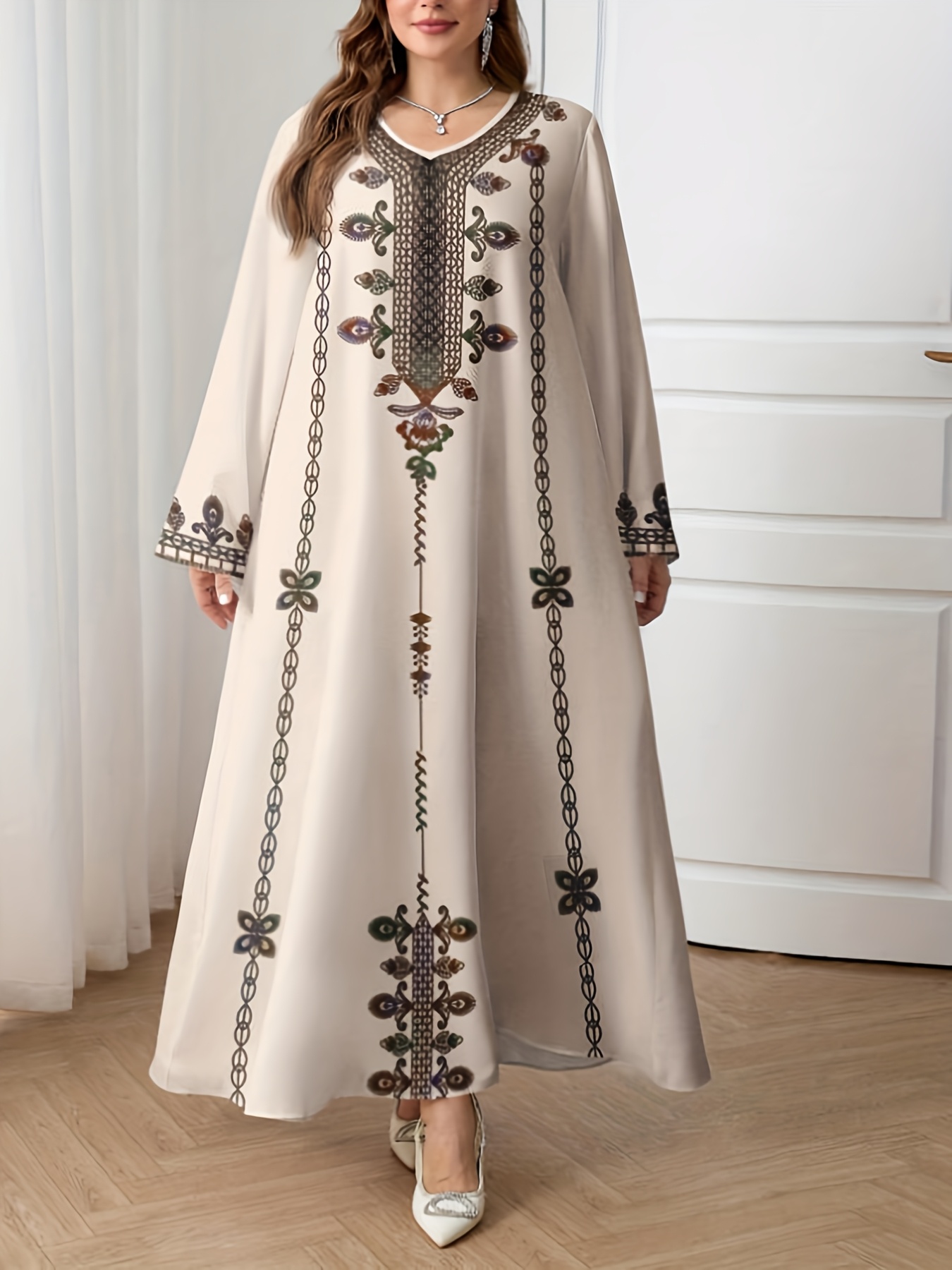Robe élégante du Moyen-Orient, nouveau style printemps-automne, vêtements pour femmes grande taille, imprimé ethnique, élégante, ample et confortable, robe à manches longues style vacances