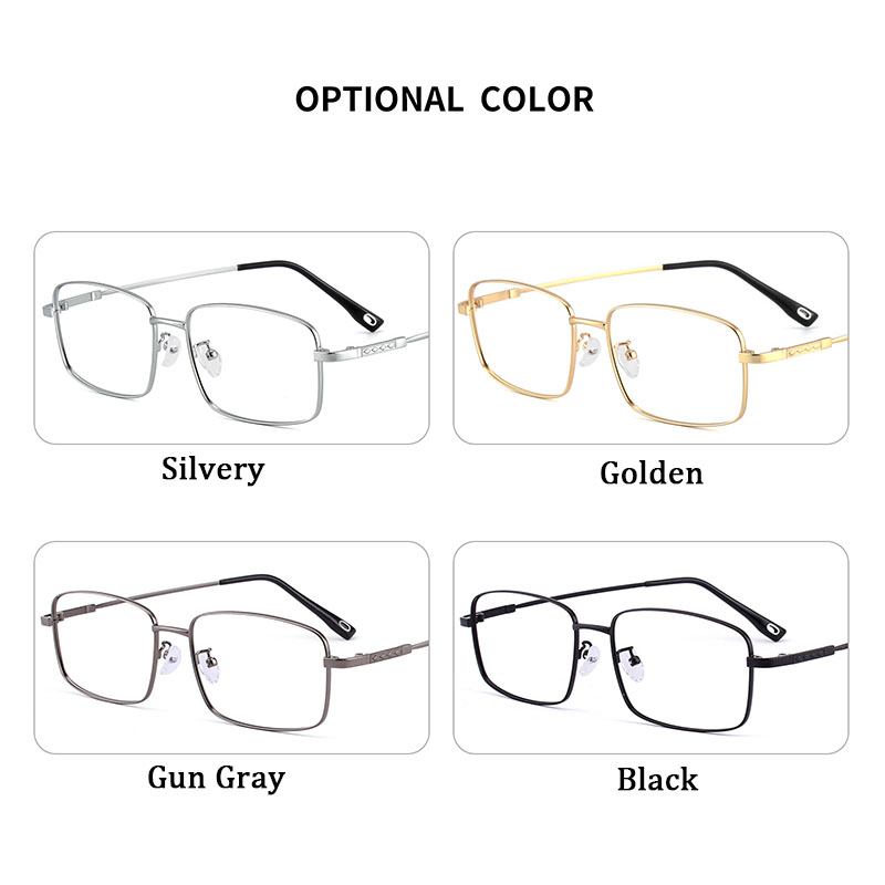 Lunettes pour hommes et femmes, grand visage, monture métallique carrée surdimensionnée, monture complète en titane, lunettes de banlieue au Design Simple