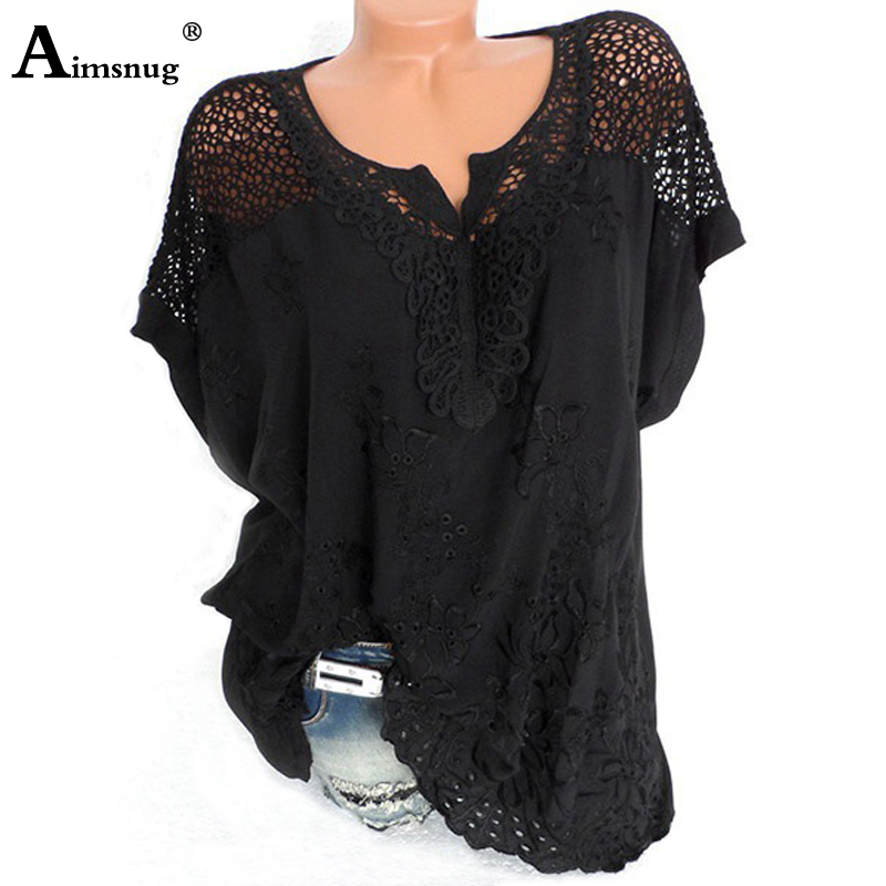 Grande taille S-6XL femmes nouveau été creux solide Y-manches chauve-souris broderie femme T-Shirt Streetwear adt dames Tee Shirt