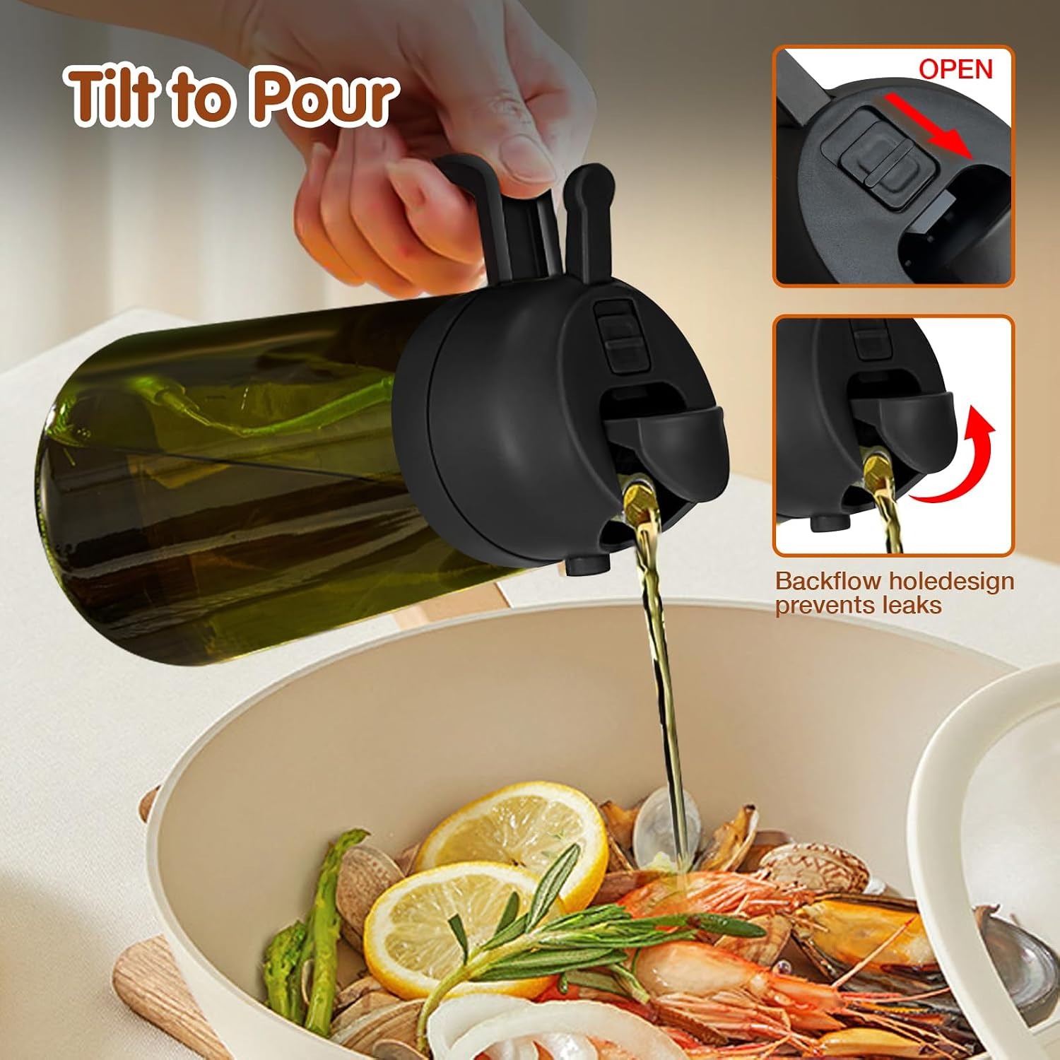 Bouteille d'huile 2 en 1 à pulvériser et à verser, bouteille de pulvérisation d'huile foncée bloquant la lumière, pulvérisateur d'huile d'olive à double fonction spécifique à la cuisine