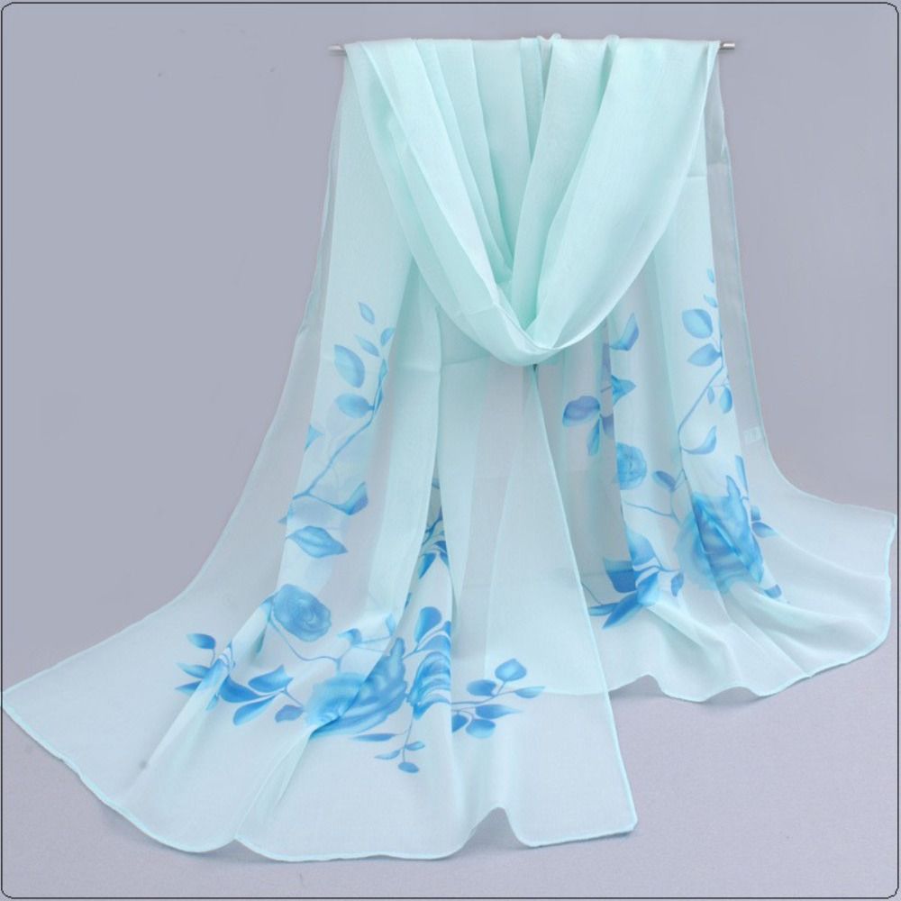 Écharpe en mousseline de soie à motif de branche Rose, Design de luxe, marque imprimée, écharpe de printemps et d'été pour femmes et filles