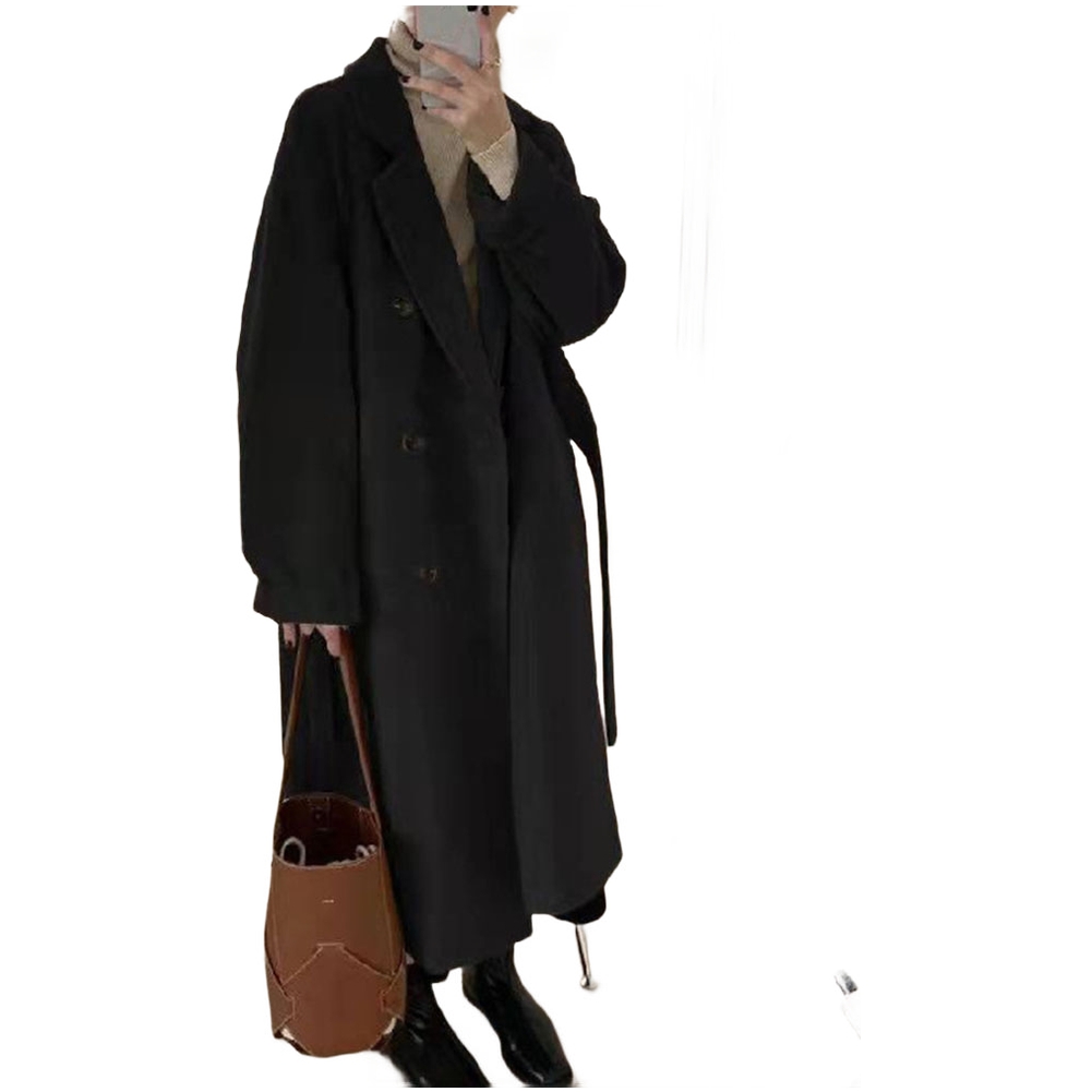 Manteau trench en laine épaisse mi-long pour femmes, veste ample, pardessus à manches longues, adapté à l'automne et à l'hiver