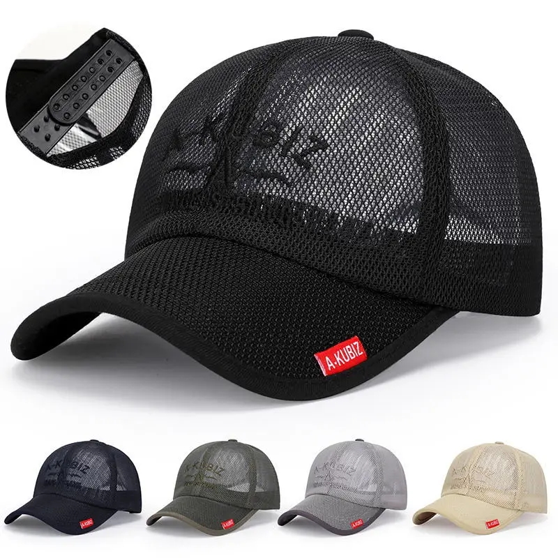 Nouveaux chapeaux d'été pour hommes et femmes, casquettes de baseball en maille, chapeau à visière brodé tendance, chapeau de protection solaire brodé avec lettres pour l'extérieur