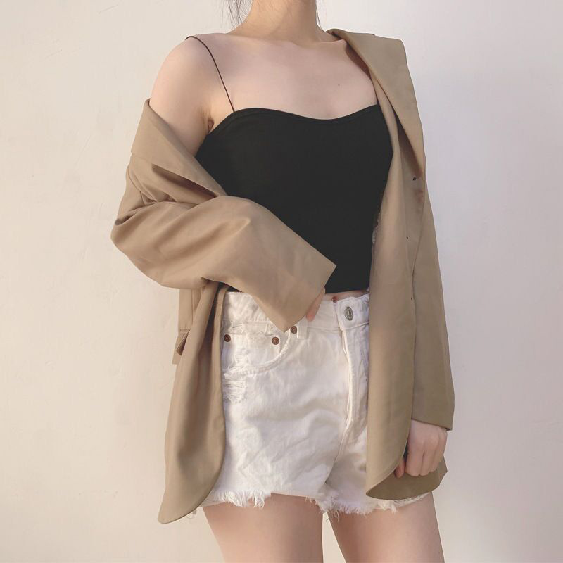 Bustier d'été en fibre de coton émaillée avec coussinets pour femme, haut court en glaçure douce et élastique, bralette fine sans couture, nouveau