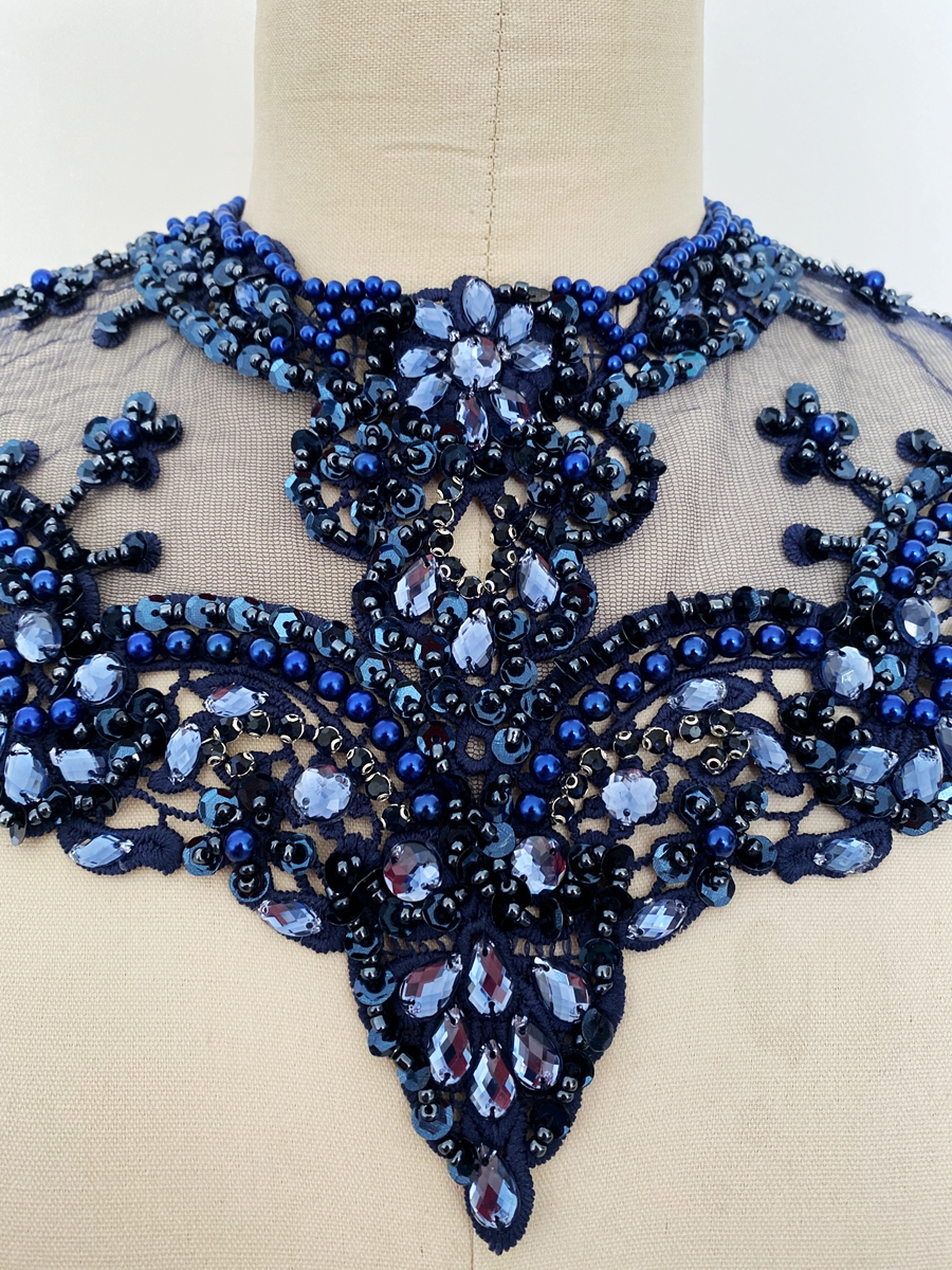 Magnifique ensemble d'appliques en dentelle de diamant robuste, 11 couleurs, différentes couleurs, pour décoration de décolleté de robe arabe musulmane