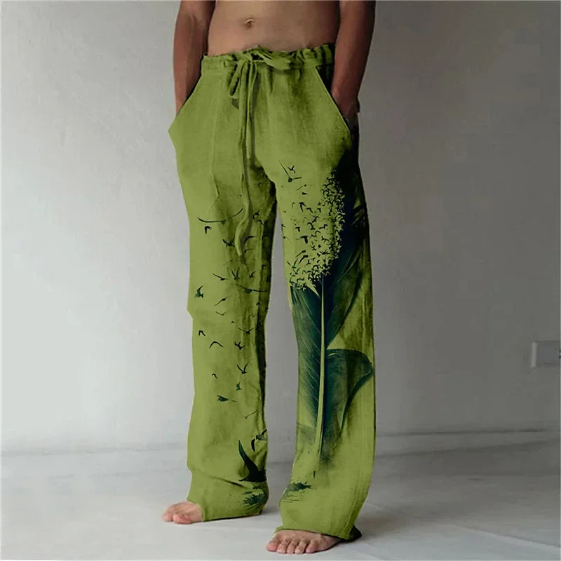 Pantalon d'été transfrontalier 2026, pantalon de plage à cordon de serrage, taille élastique, imprimé 3D motif hawaïen, pantalon pour homme