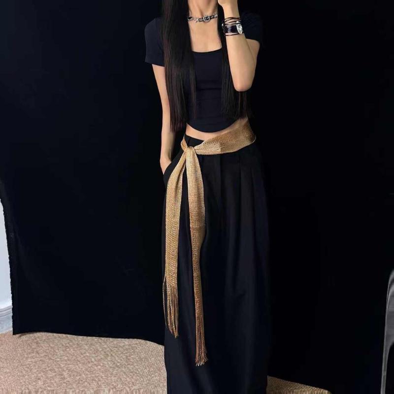 Écharpe longue unie à franges et pompons, ceinture fluide pour femme, idéale pour les tenues superposées et le bureau