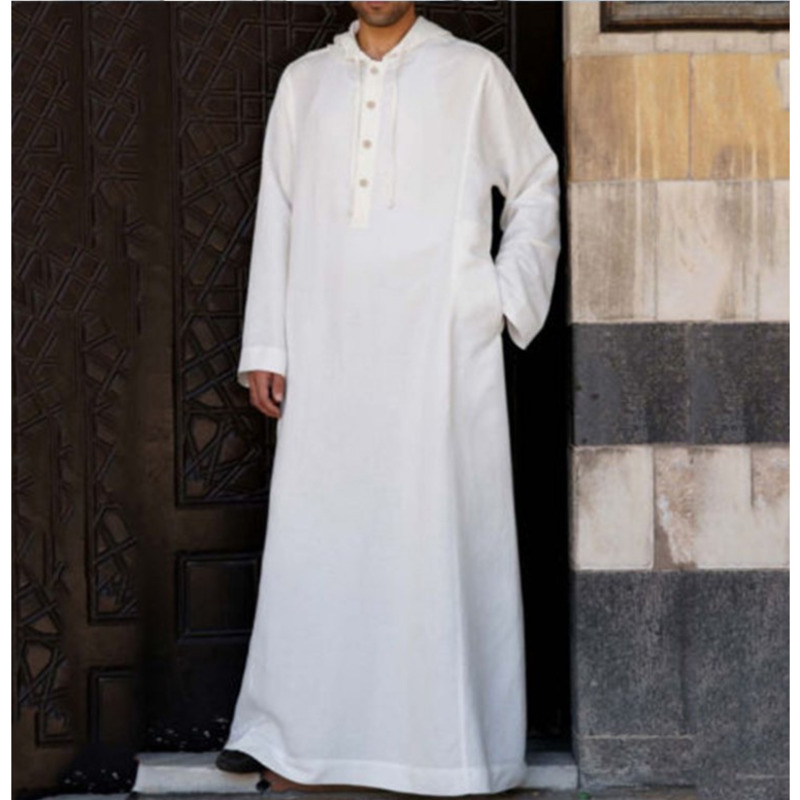 Robe à capuche à manches longues pour hommes, vêtements musulmans, document solide, Thobe Jubba, Dubaï, Moyen-Orient, Kaftan islamique, Arabie saoudite, 5XL