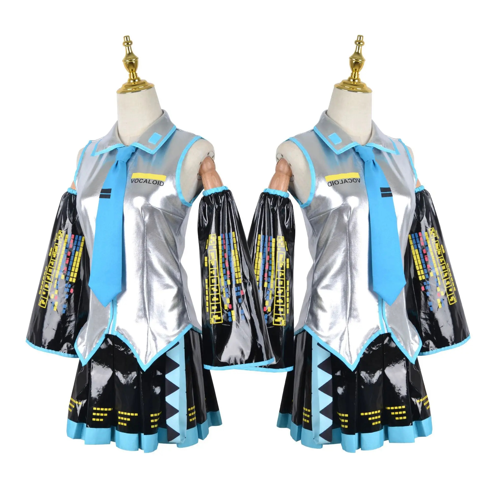 Miku Cosplay ensemble complet en cuir argenté tissu Costume Miku Cosplay chapeaux Costume tenue JK robe de marin lycée uniforme Hallow