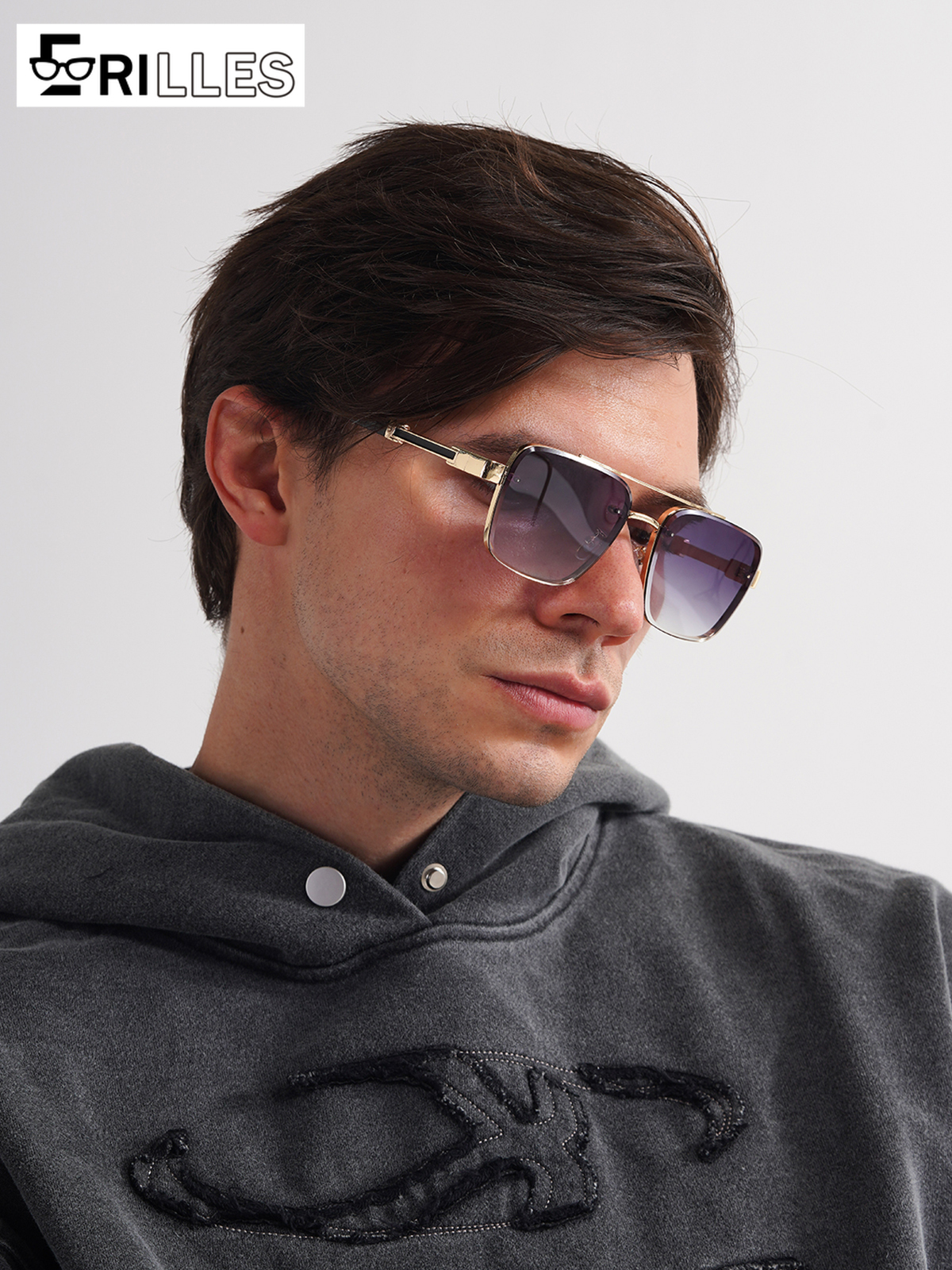 Lunettes de soleil carrées rétro pour hommes, protection UV400, monture complète, lunettes de conduite polarisées avec matériaux haut de gamme, style classique