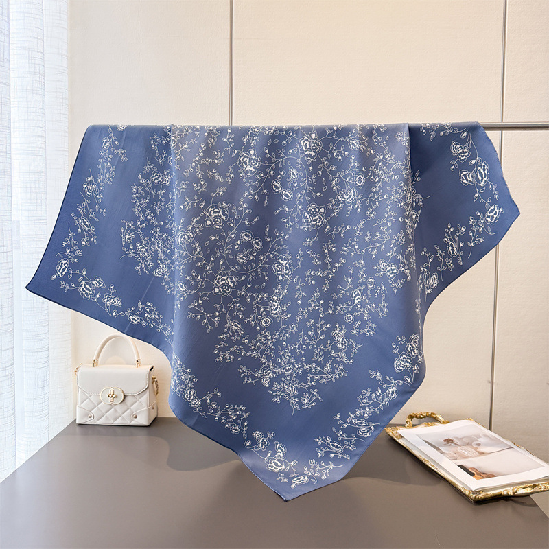 Nouveau Foulard Carré de Luxe en Soie Satinée Imprimée 90 cm pour Femme, Châle, Hijab, Foulard de Cou, Ruban pour Cheveux, Bandeau, Bandana Tendance
