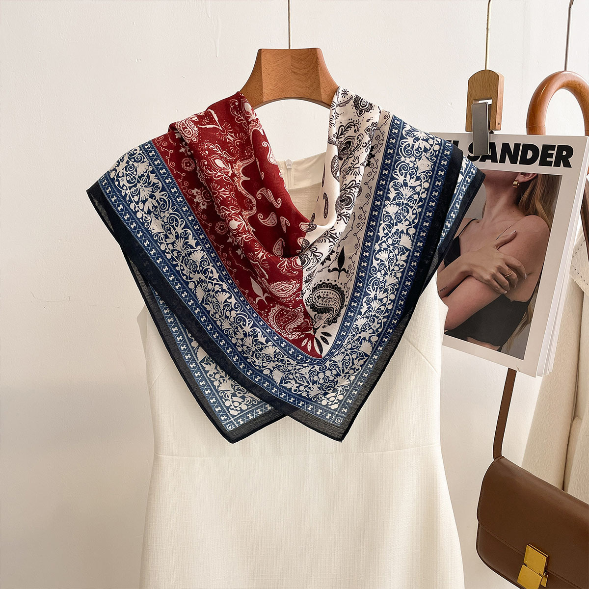 Nouveau Foulard Carré en Coton Effet Cashew 2026 pour Femme – Écharpes, Bandanas, Châle de Plage, Hijab, Foulard Élégant, Accessoires de Voyage