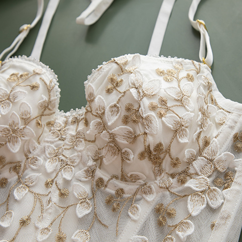 High Street – Camisole pour femmes, nouvelle mode, soutien-gorge Bustier brodé en pétales 3D, hauts courts, sous-vêtements fins, 2023