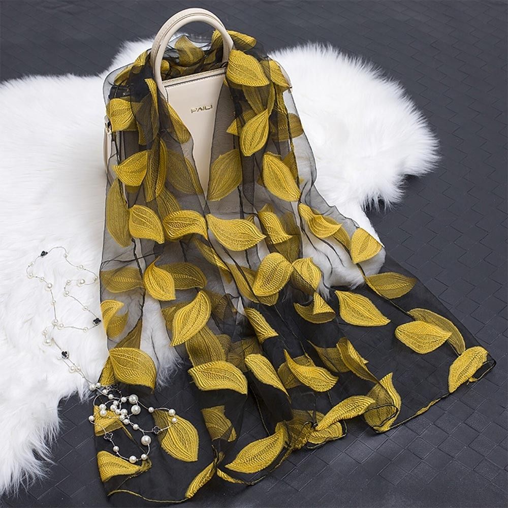 Injplanchers f-Châle transparent léger pour femme, bandana de plage, gaze d'organza, dentelle, écharpe creuse, brise d'été