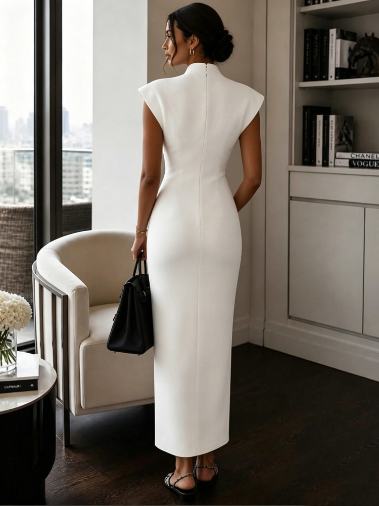 Robe fourreau élégante pour femme, à manches courtes, col en V, sexy, ajustée, longueur genou, pour cocktail et soirée