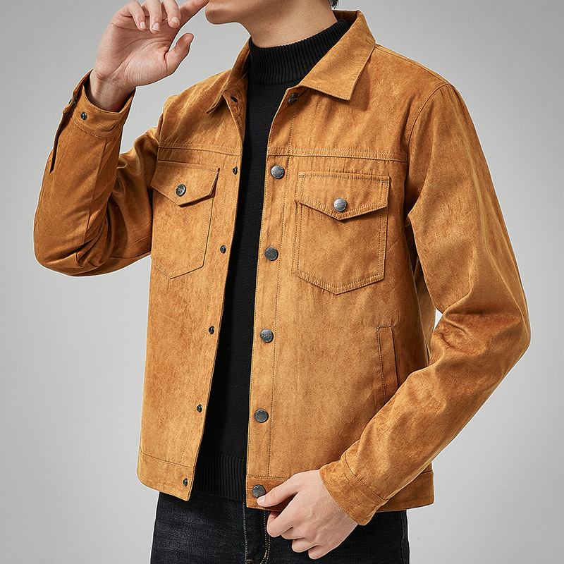 Veste de style britannique pour homme, printemps et automne, veste décontractée en daim, tendance, boutonnée, vêtement décontracté pour homme, nouvelle collection