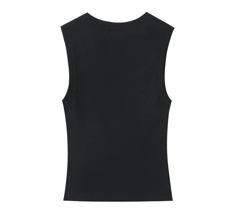 Haut pour femme Printemps 2026 Nouvelle Collection Couleur Unie Sans Manches Sexy Simple Coupe Ajustée Décontracté Tendance Polyvalent