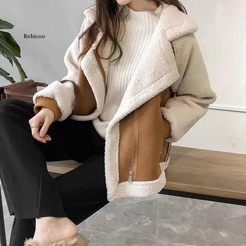 Manteau en laine d'agneau pour femme, manteau en peau de mouton, veste épaissie en fourrure, manteau chaud, respirant, 1 pièce, automne, hiver