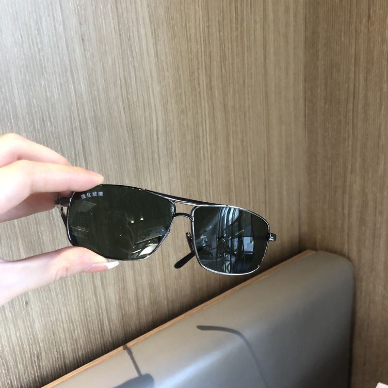 Lunettes de soleil pour hommes, verre cristal pour la conduite, grand visage, UV400, vertes, en métal, haute qualité, Double faisceau, nouvelle collection 2025