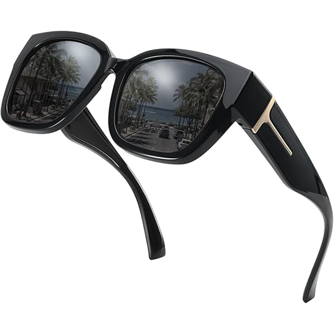 Lunettes de soleil polarisées à porter par-dessus les lunettes de vue pour femmes, protection UV, lunettes tendance carrées enveloppantes pour la conduite et l'équitation