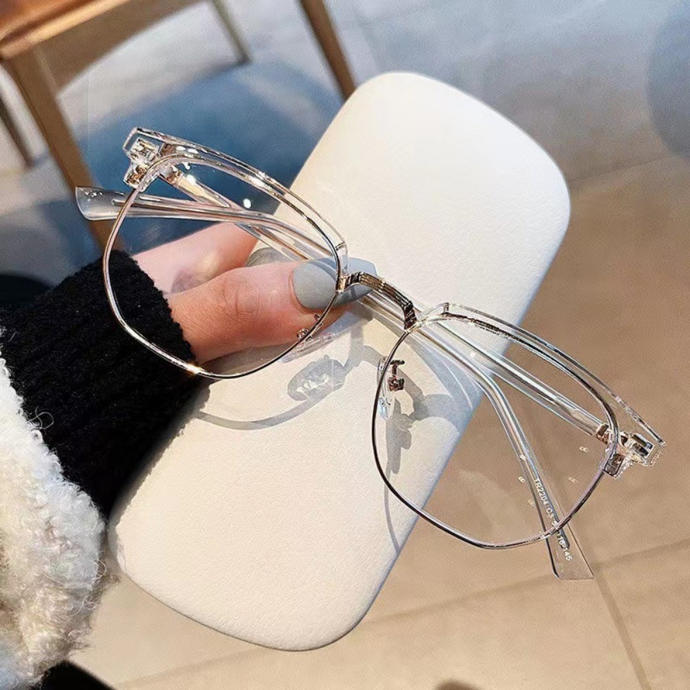 Lunettes carrées unisexes tendance pour hommes et femmes, monture en métal, lunettes polygonales, lunettes anti-lumière bleue noires élégantes