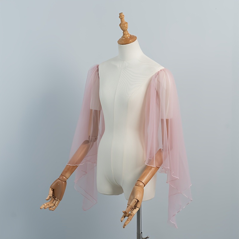 Élégantes manches de mariée amovibles en tulle transparent avec voile d'épaule décoratif pour accessoires de robe féminine