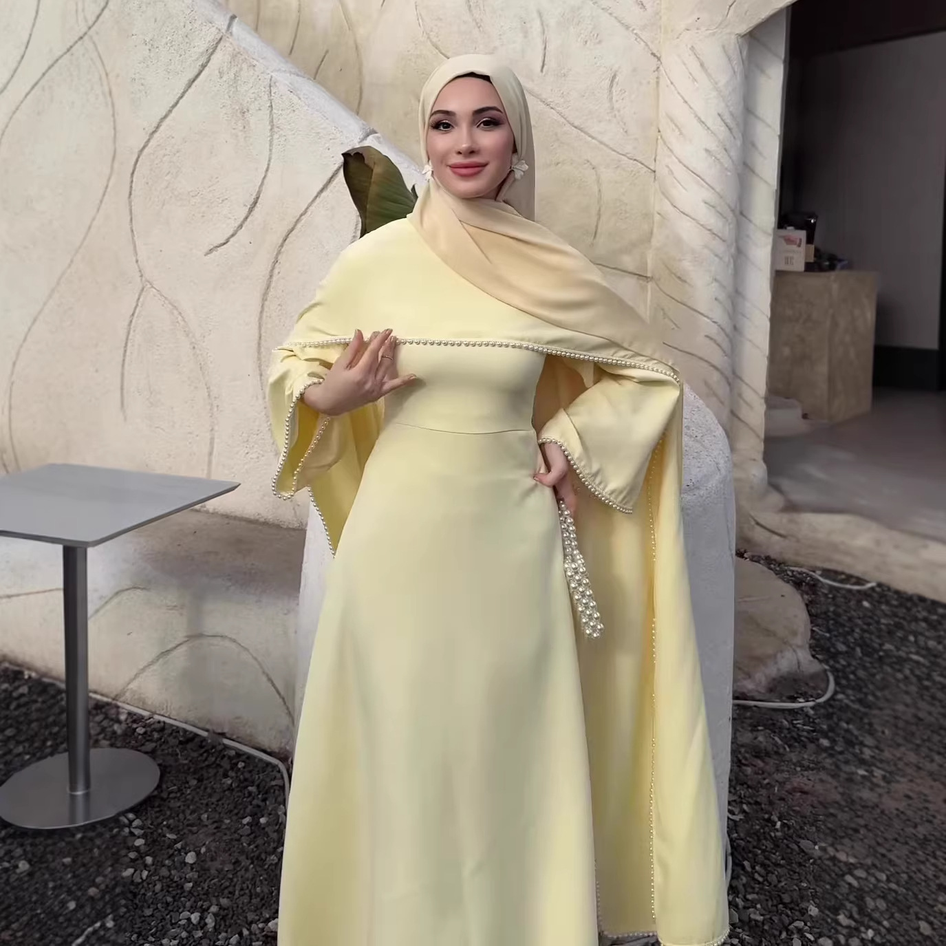 Robe pour femmes, Abaya pour l'Aïd, robes de soirée, kaftan à perles, jalabiya musulmane, abayas, Ramadan, robe longue arabe, Islam, Maroc, Dubaï, Vestidos