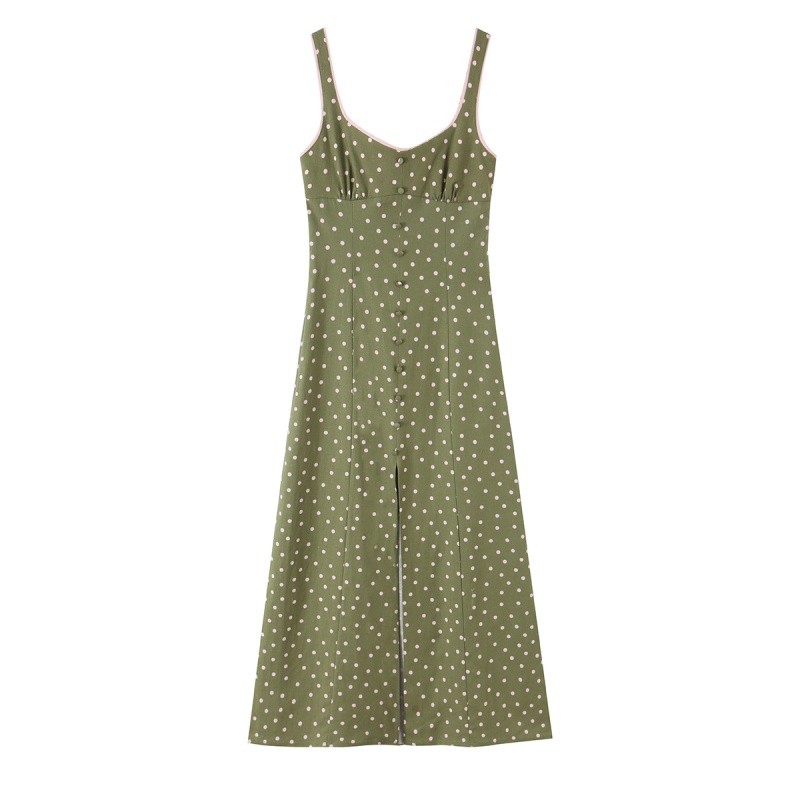 Robe pour femme 2026 Nouvelle tendance mode été Robe midi en lin mélangé à pois