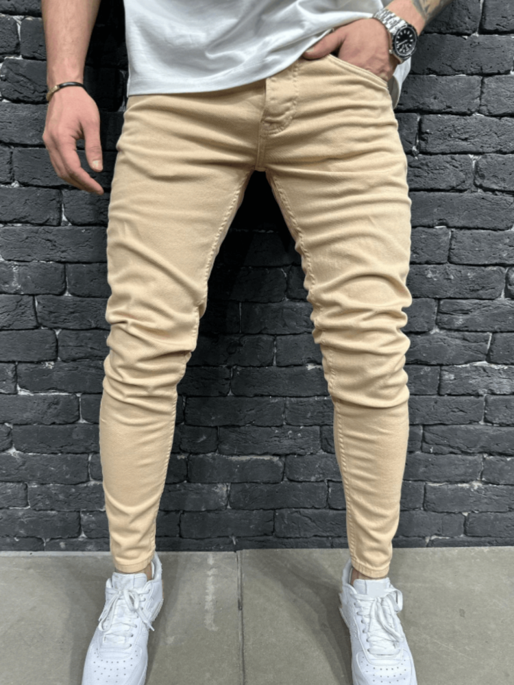 Jean homme pantalon Slim décontracté kaki élasticité mode Denim pantalon Streetwear homme vêtements Cowboy coupe ajustée pantalon crayon
