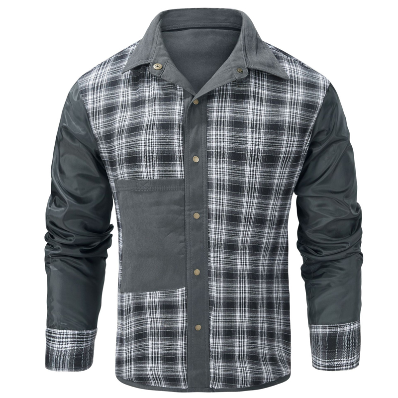 Chemise à carreaux en glouton pour hommes, veste décontractée, revers rétro, chemises chaudes en coton, coupe-vent, vêtements de printemps et d'automne