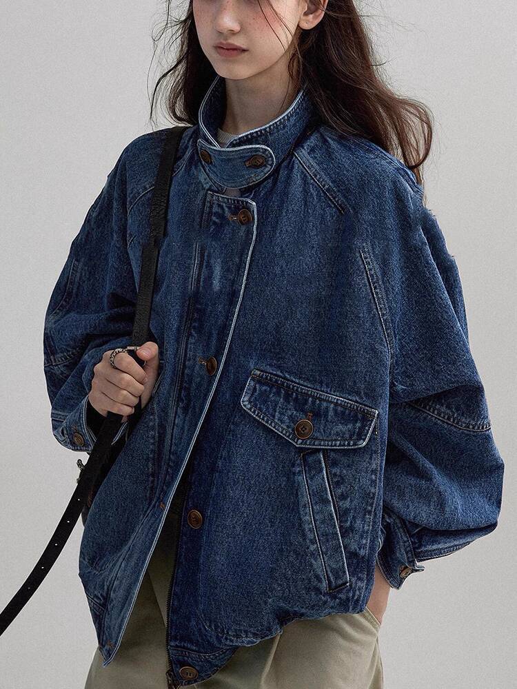 Veste en jean pour femmes, nouvelle veste en jean bleu rétro américain pour femmes, Design Unique, Style de vêtements de travail, automne 2025