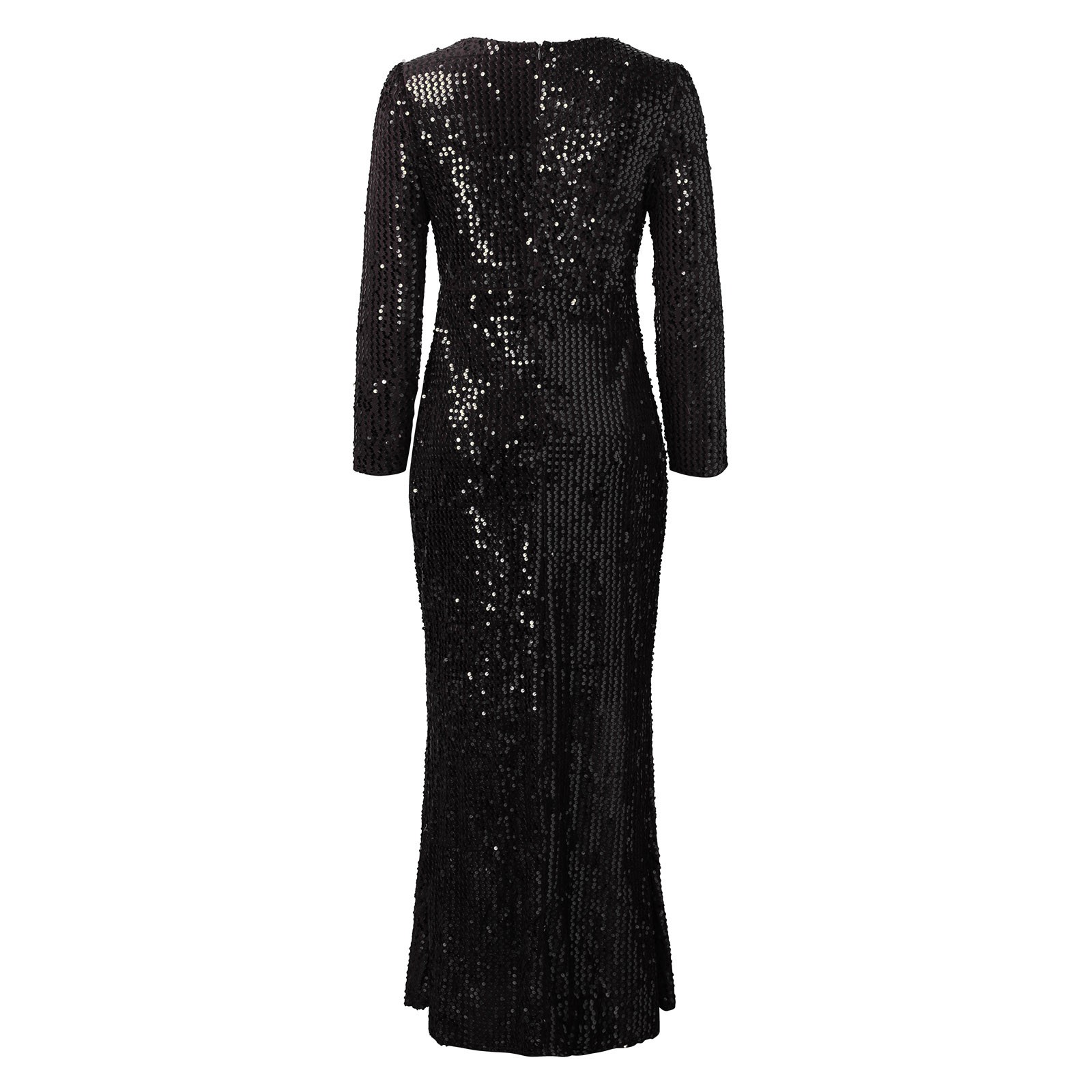 Robe de Soirée Élégante pour Femme, Tenue Sexy, Col en V Profond, Manches sulf, Brodée, Paillettes, Formelle, Taille Haute, Fendue, Bal