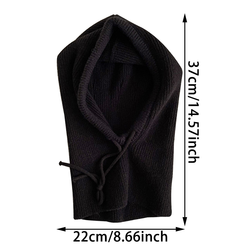 Bonnet-écharpe tricoté à capuche, cagoule tricotée, style coréen d'extérieur, écharpe à capuche chaude avec cordon de serrage réglable