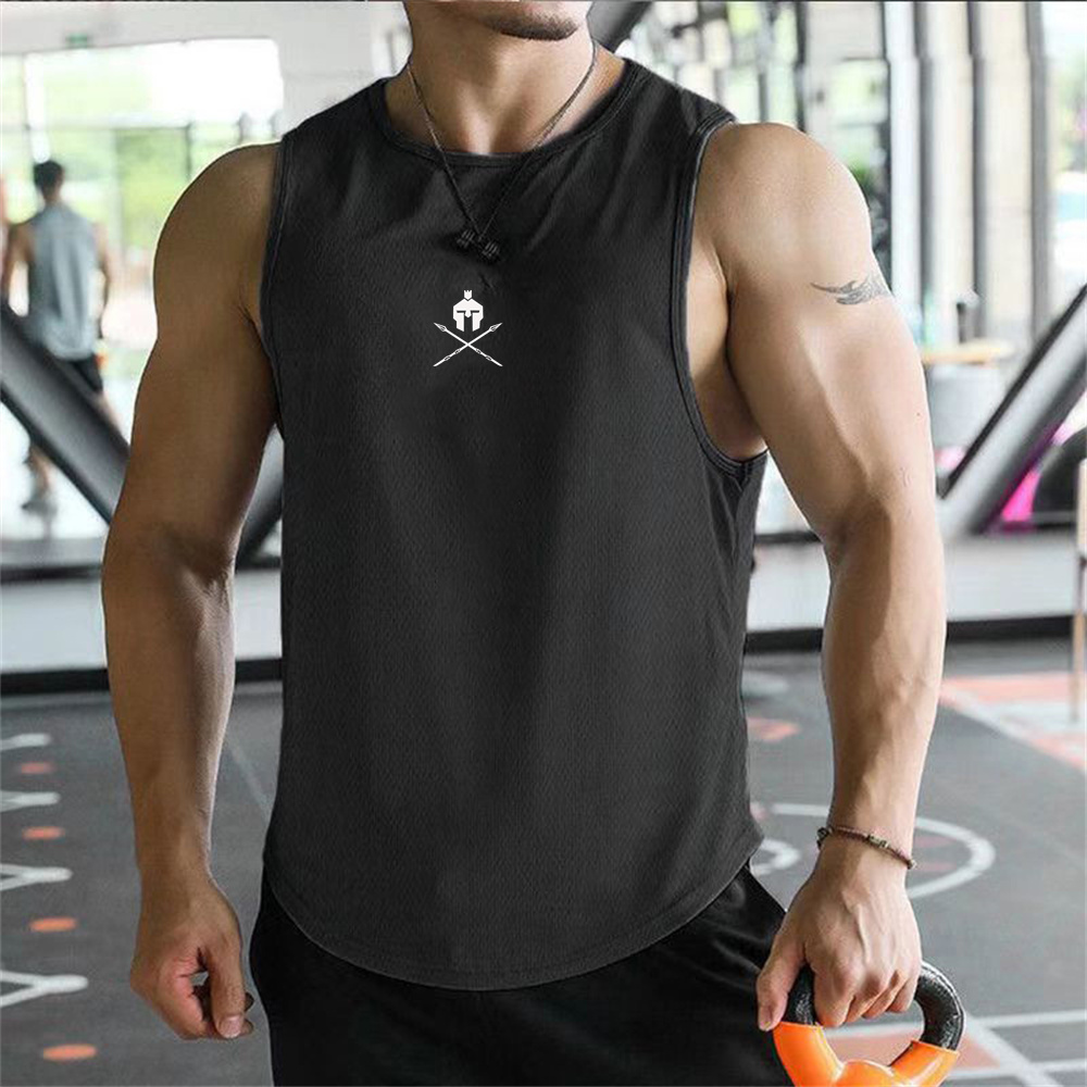 Débardeur de sport d'été pour hommes, respirant, coupe ample, t-shirt d'entraînement sans manches, gilet à séchage rapide, vêtements de fitness pour hommes