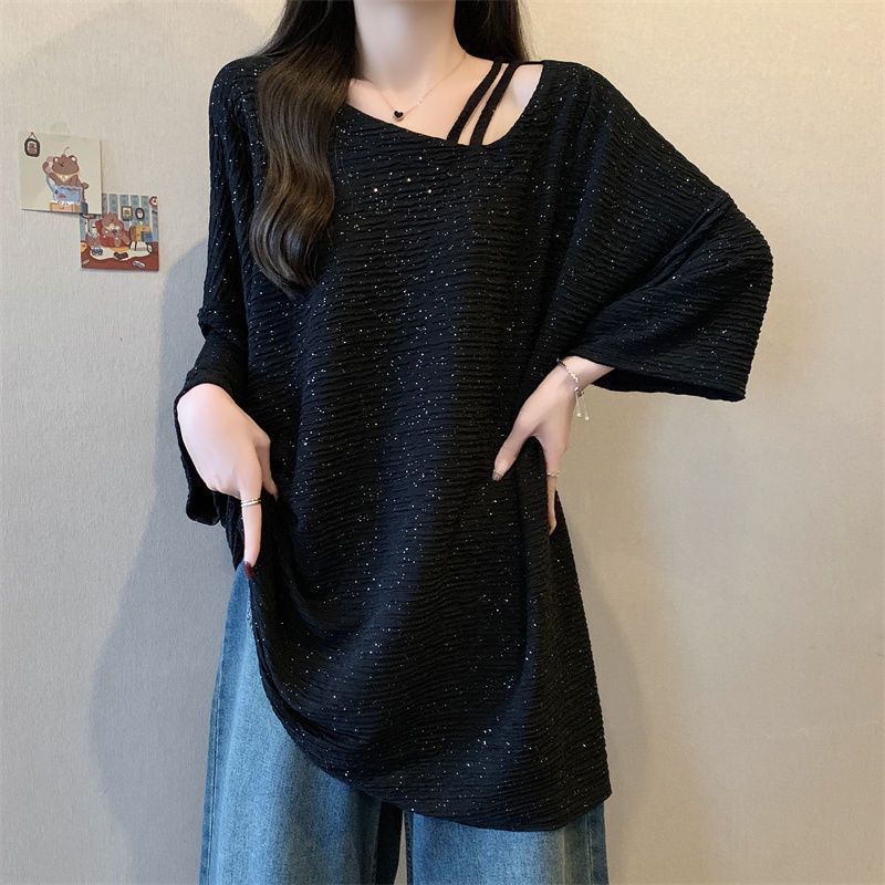 T-shirt col rond manches mi-longues pour femmes, tendance, grande taille, été, solide, simplicité, mode, décontracté, vêtements coréens