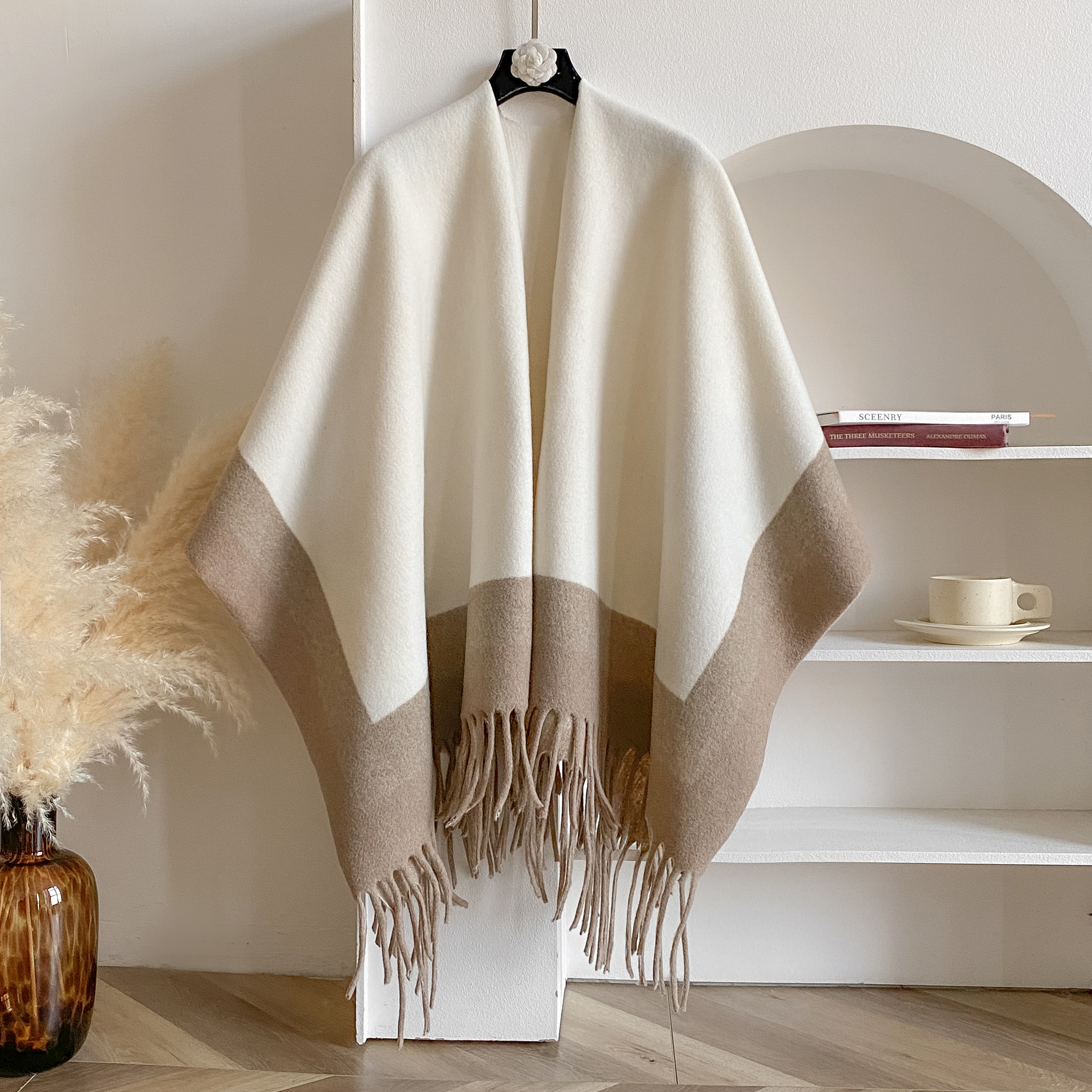 Ponchos et Capes à carreaux chauds pour femmes, châles et enveloppes surdimensionnés en cachemire Pashmina, nouvelle mode hiver 2025