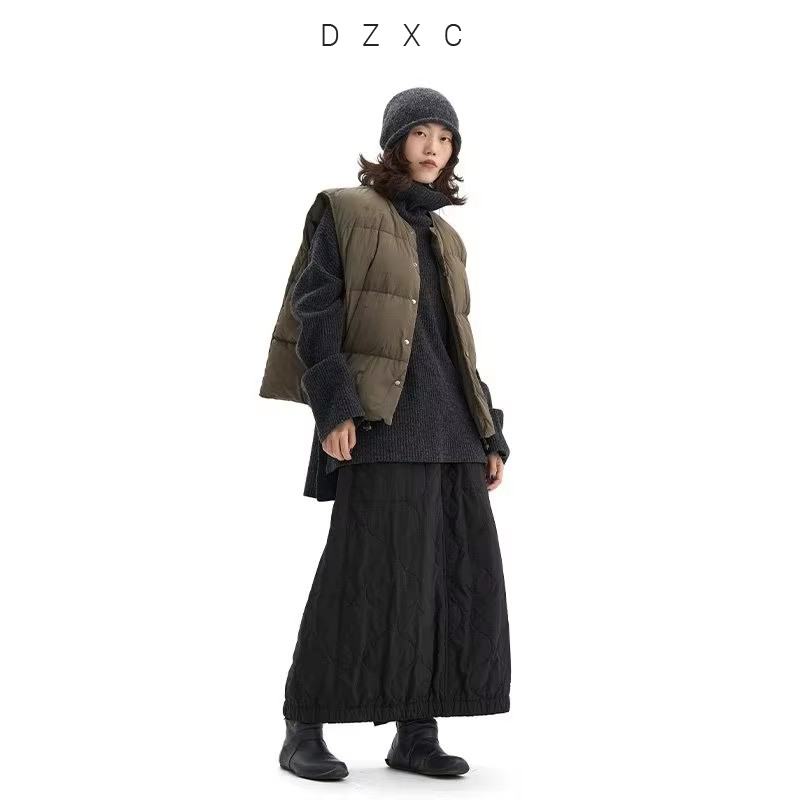 Jupe classique noire avec rembourrage en laine d'alpaga, nouvelle jupe décontractée et polyvalente pour femme, collection automne-hiver 2025