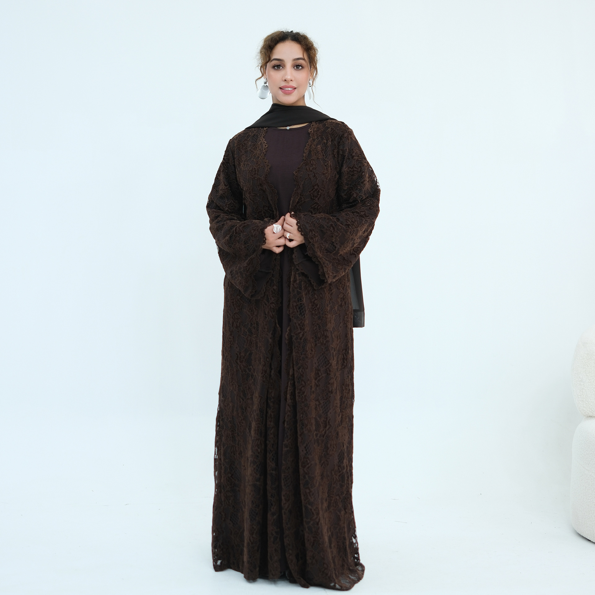 Robe Abaya en dentelle pour femme, Cardigan musulman, Robe de fête ouverte, Abayas du Ramadan, Kaftan de Dubaï, Islam, Maroc, Vestidos, Jalabiya