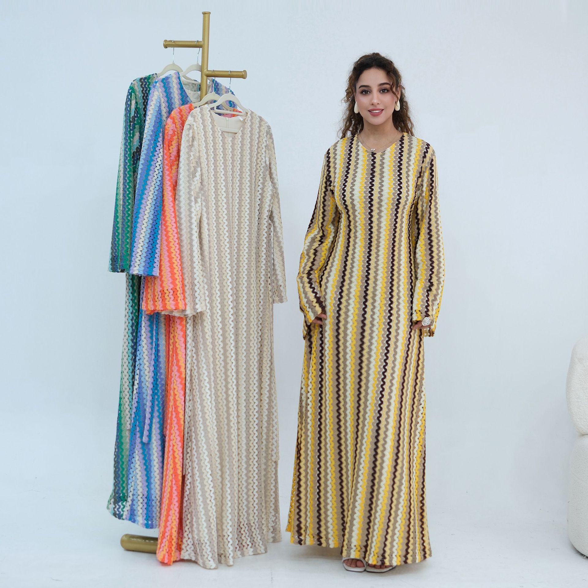 Robes imprimées Abaya pour femmes, double robe musulmane Eid, Kaftan Dubaï, Jalabiya Ramadan, Abayas Maroc, Vestidos Islam, Robe longue arabe
