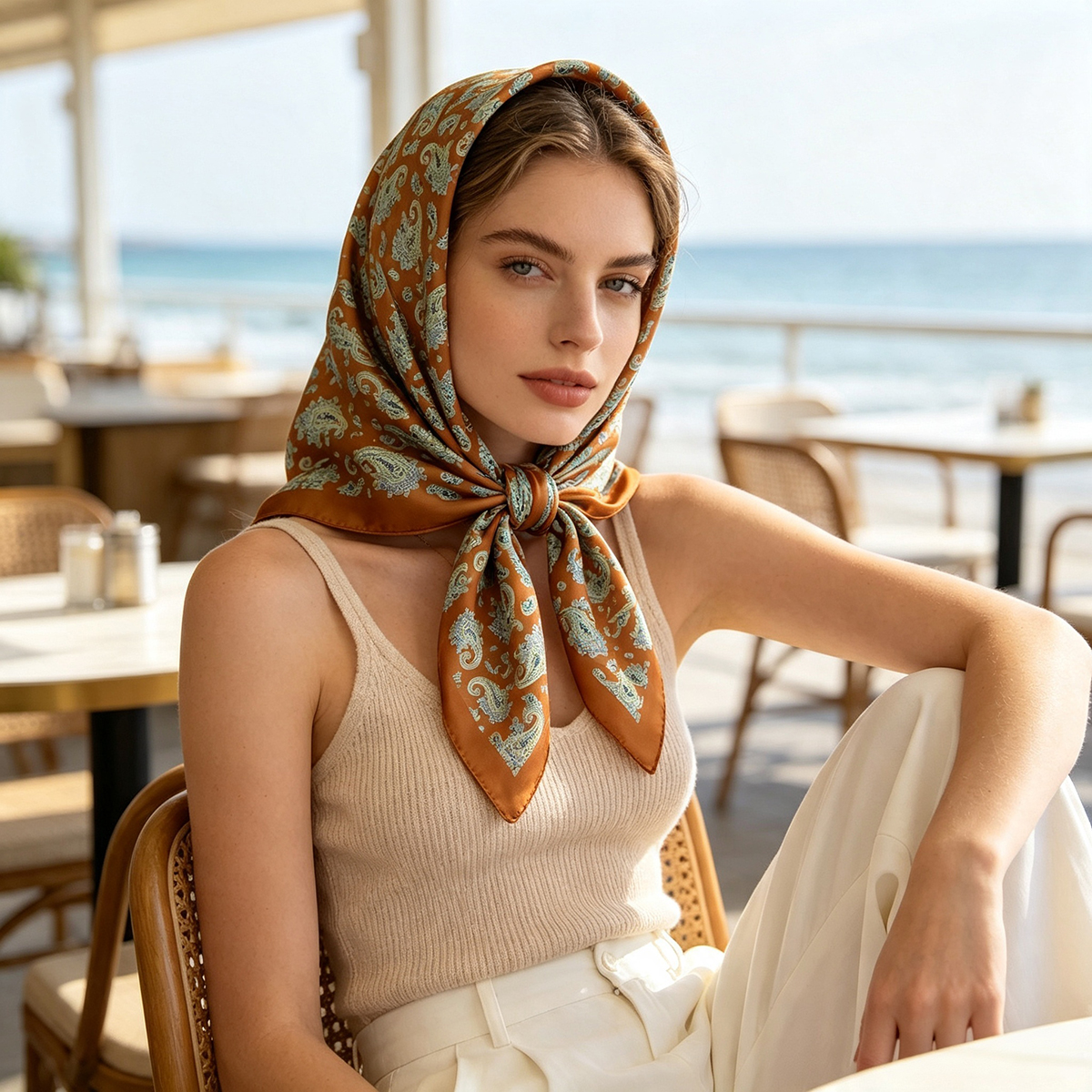 Foulard carré de luxe à imprimé cachemire pour femme, en satin doux, bandeau pour cheveux, foulard de cou, hijab, bandeau pour la tête, ruban pour sac