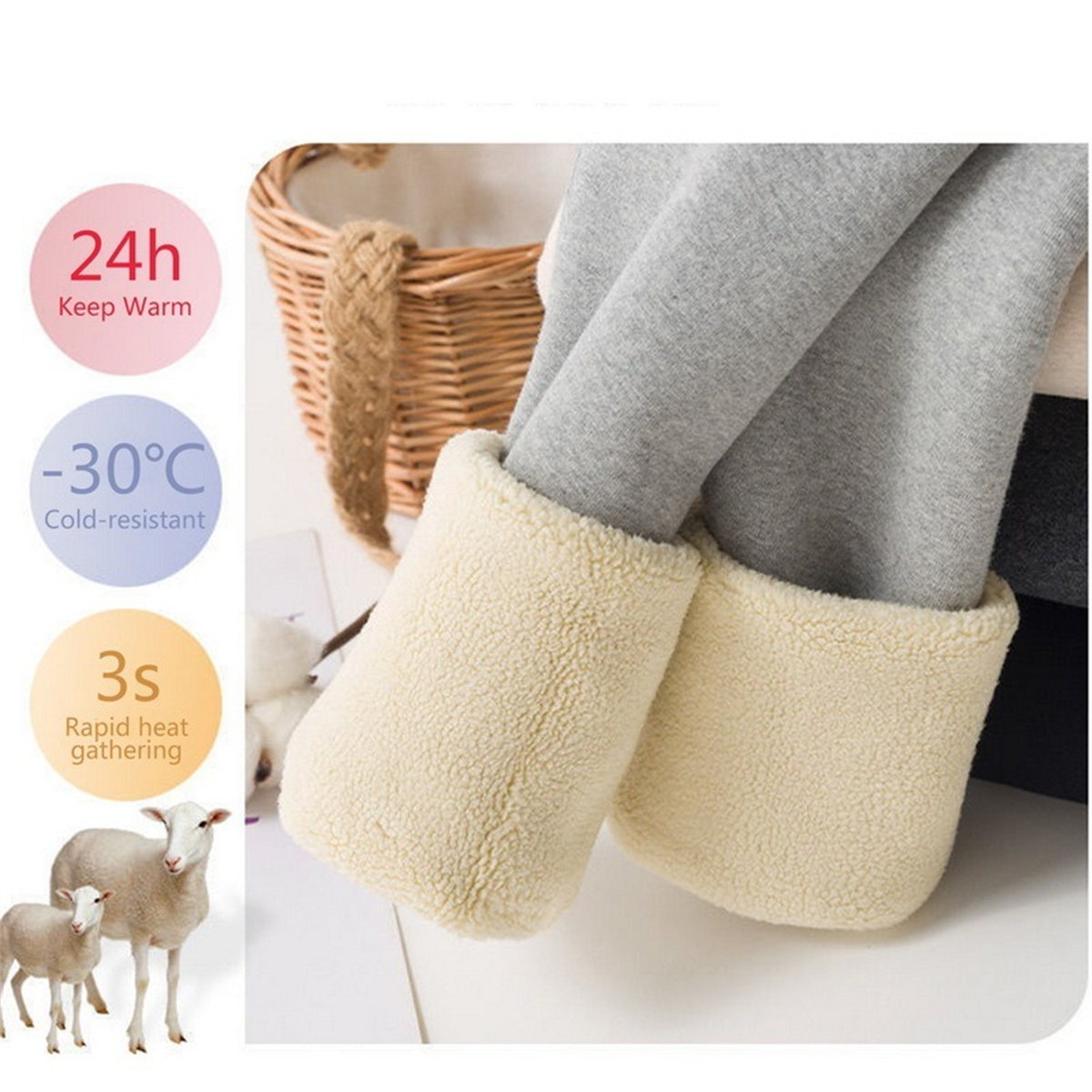 Leggings d'hiver pour femme, chauds et épais en laine d'agneau, taille haute, en polaire, effet push-up, très extensibles, avec poches
