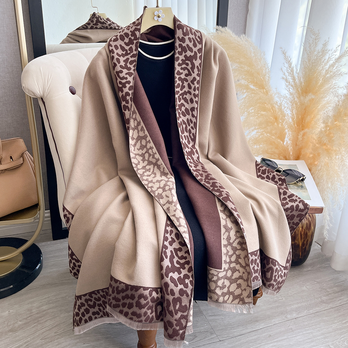Nouveau luxe cachemire Plaid léopard écharpe hiver femmes Pashmina châles couverture chaude enveloppes femme épais foulards Bufanda foulards