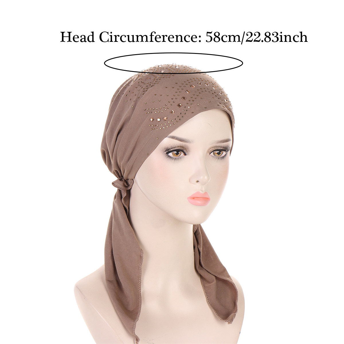 Mode diamant femmes Hijab couleur unie musulman dames Turban Bonnet doux élastique longue queue tête enveloppement foulard chapeaux indiens