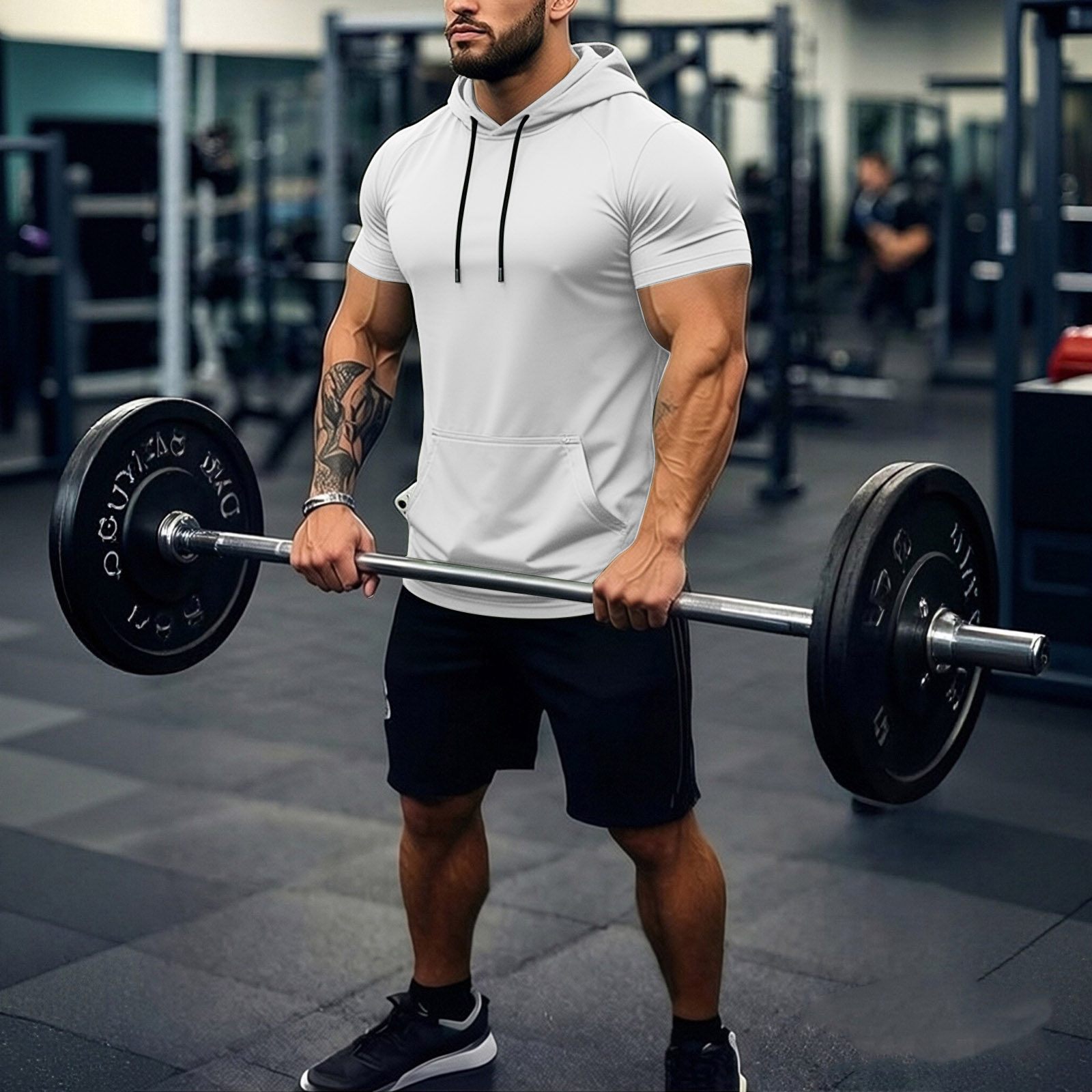Hauts décontractés pour hommes, T-shirts à capuche à manches courtes pour hommes, respirants, en maille légère, pour l'entraînement, la gym, l'athlétisme, Ropa De Hombre