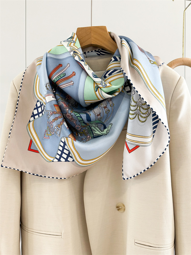 Foulard en soie sergé châles roulés à la main 90*90 cm foulards de mûrier manuels de créateur 100% soie naturelle mère cadeau châles de cou de tête